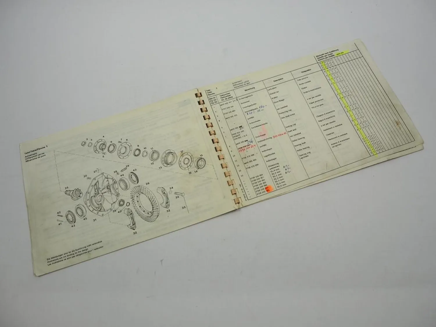 Original ZF Achseinsatz S 9 Ersatzteilliste Kässbohrer Spare Parts List ca. 80 J