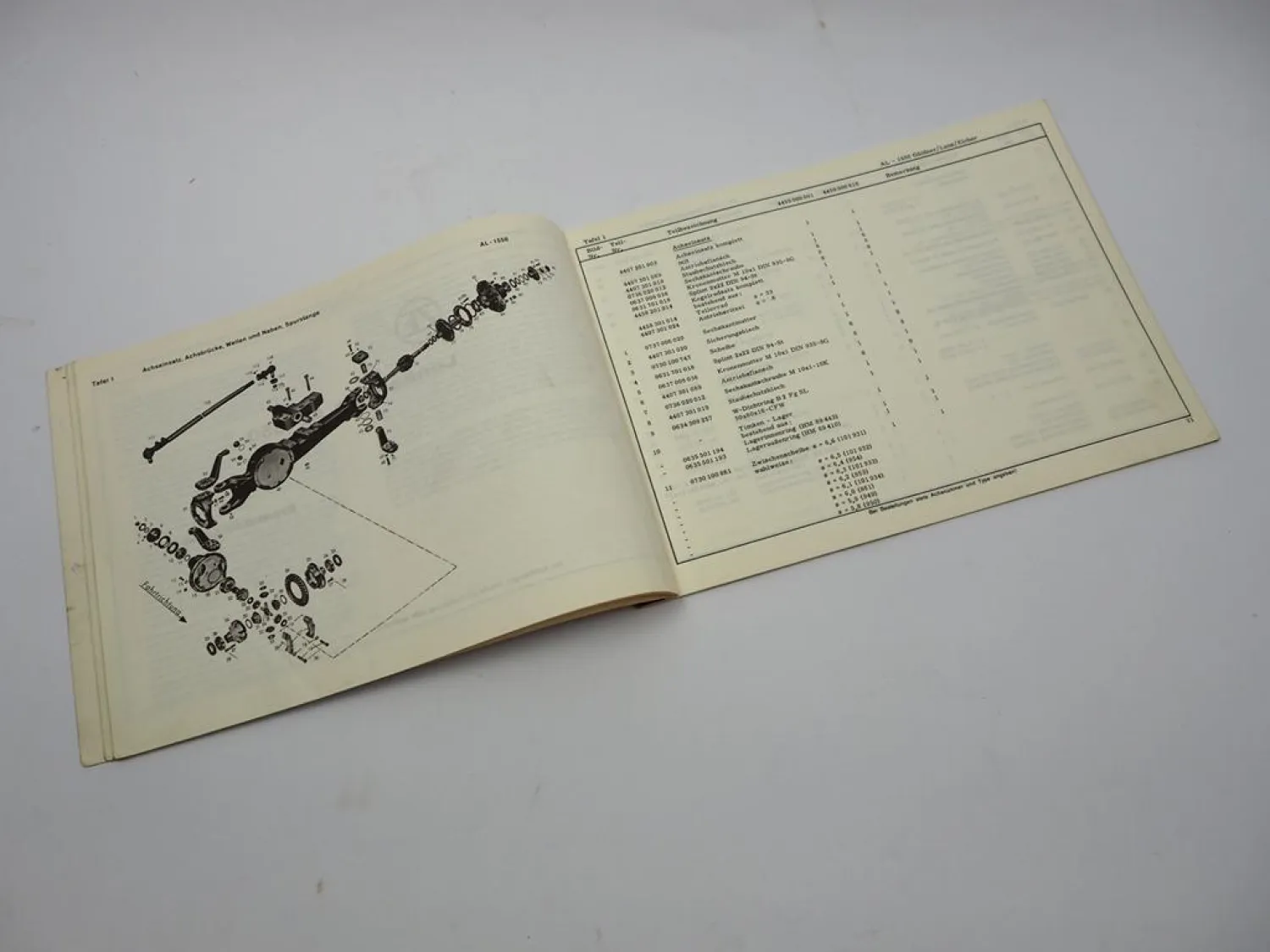 Original ZF AL-1550 Lenkachse Ersatzteilliste Güldner Eicher Lanz 01/1968