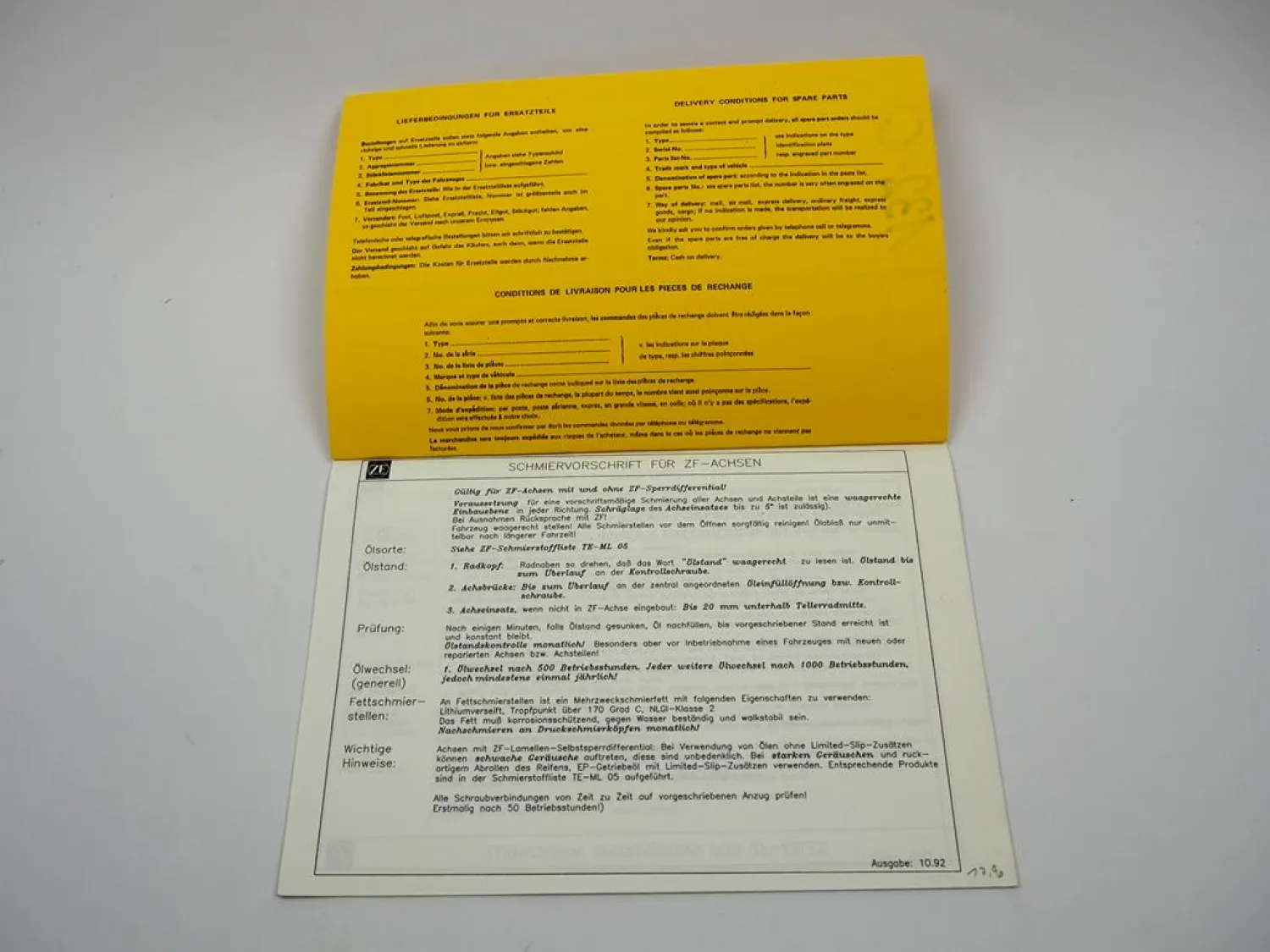 Original ZF AP-15 Planetenachse Ersatzteilliste Faun Spare Parts List 04/1986