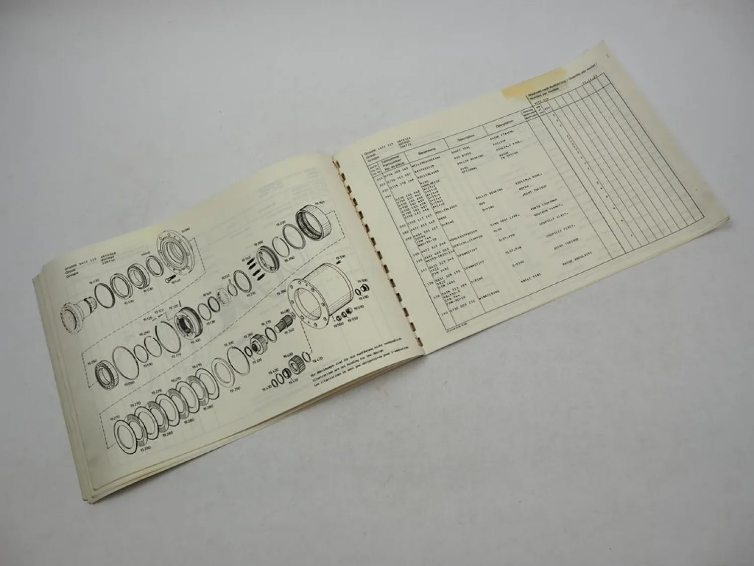 Original ZF AP-355 B Planeten Achse Ersatzteilliste Liebherr Parts List 11/1987