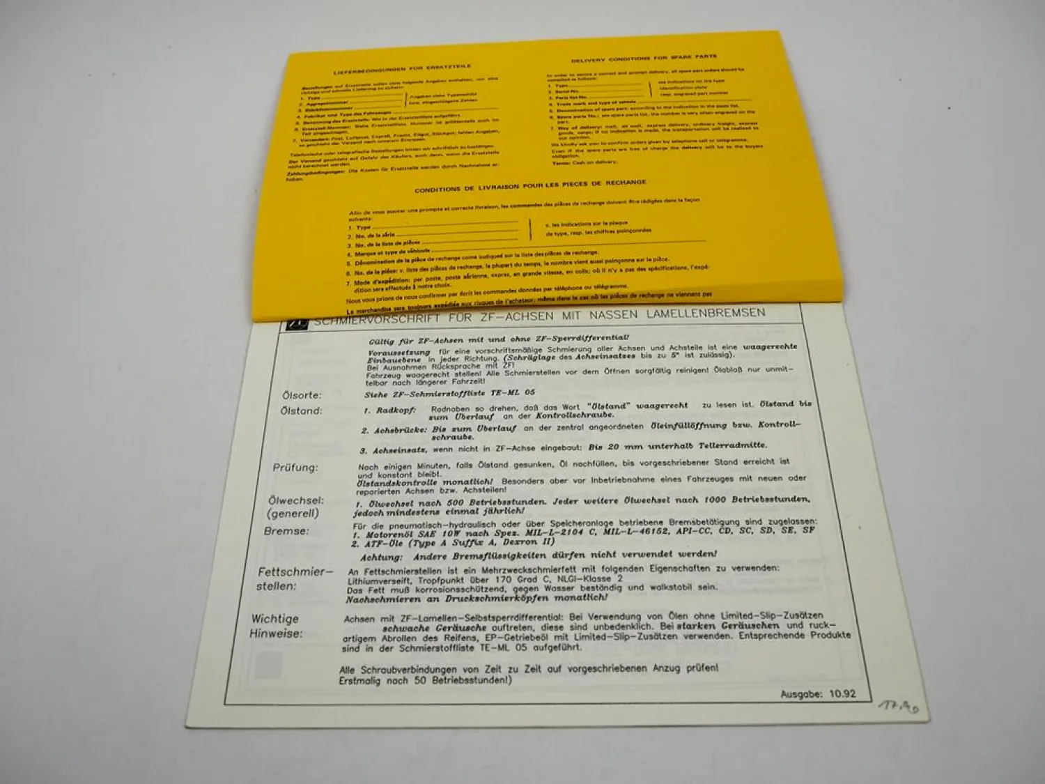 Original ZF AP-407 Planetenachse Ersatzteilliste Liebherr Parts List 06/1989