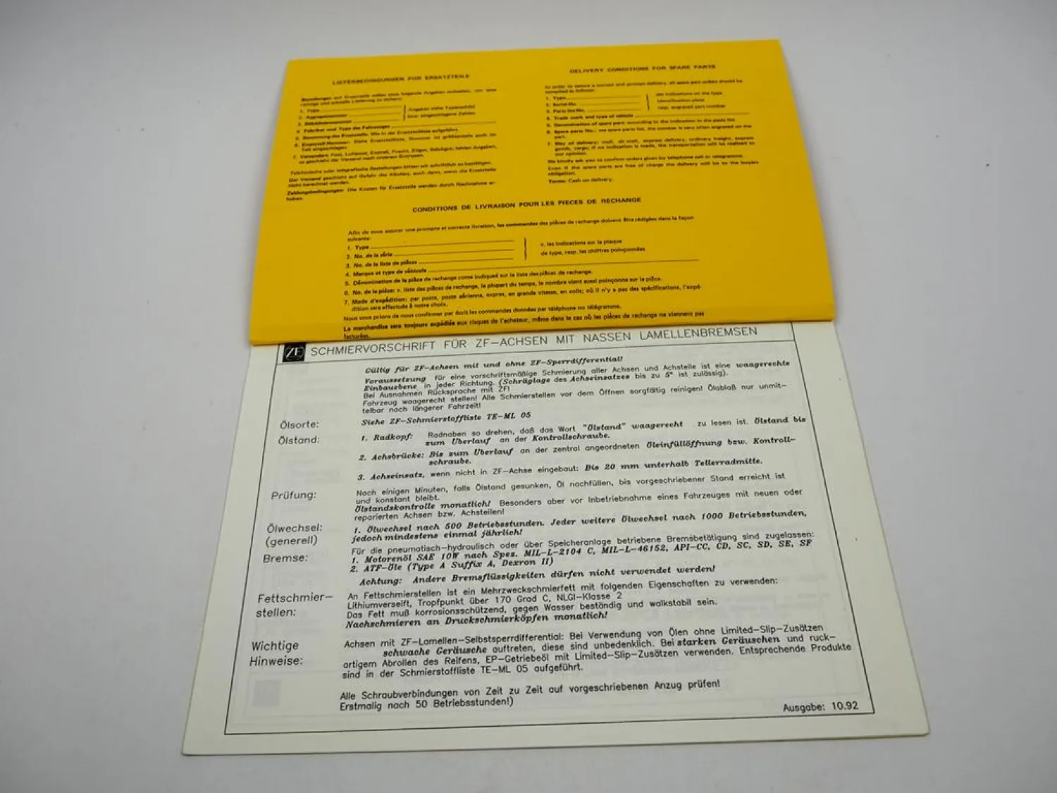 Original ZF AP-409 Planetenachse Ersatzteilliste Liebherr Parts List 06/1989