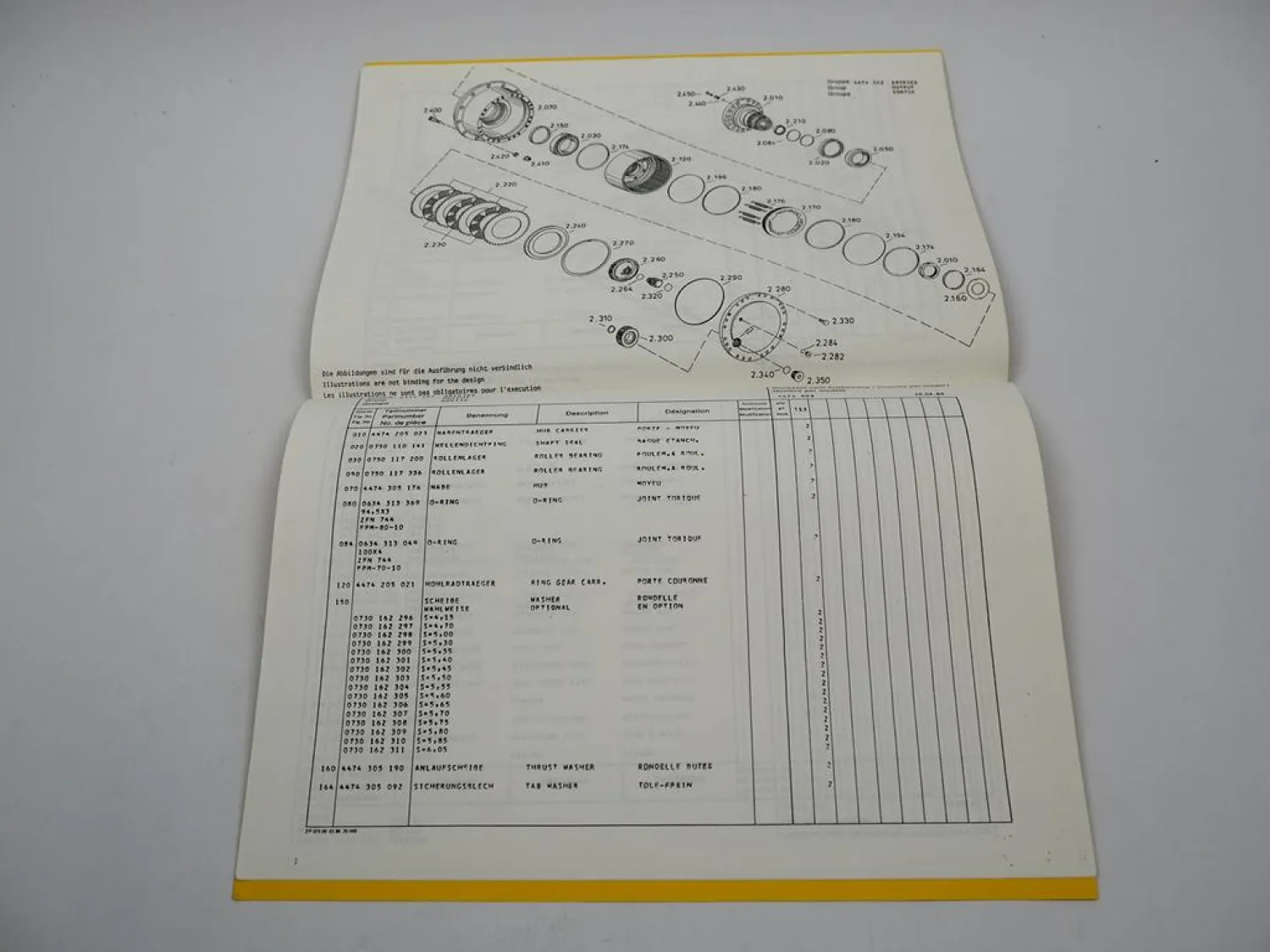 Original ZF AP-409 Planetenachse Ersatzteilliste Liebherr Parts List 06/1989