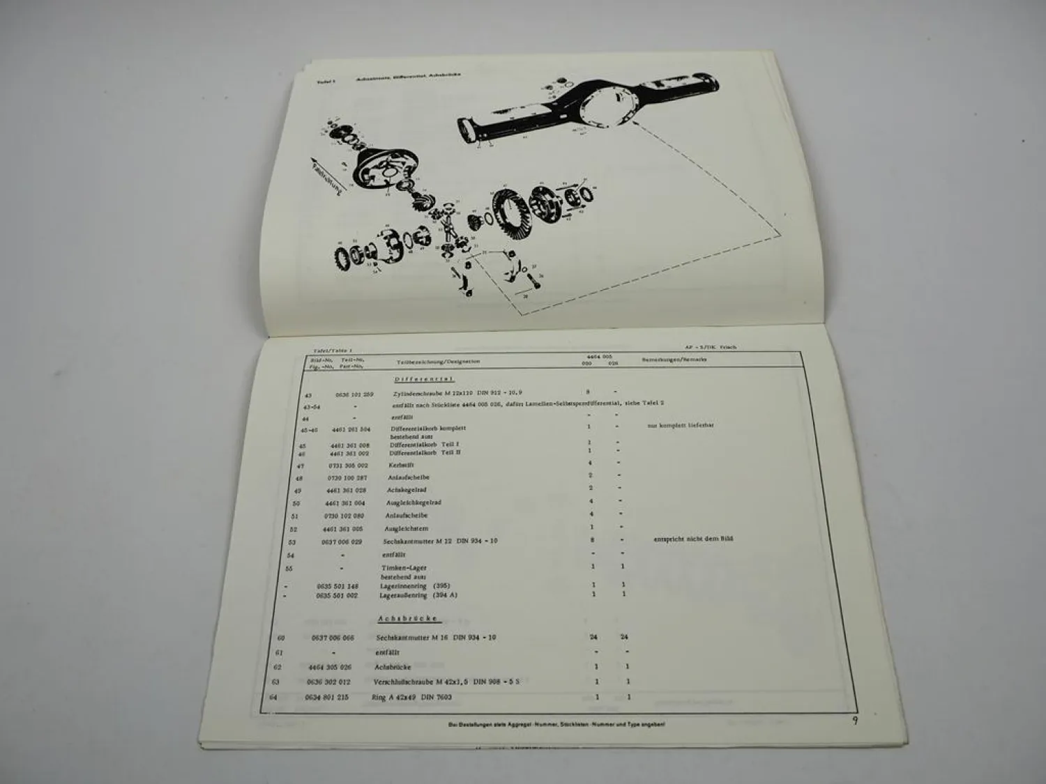 Original ZF AP-5/DK Planetenstarrachse Ersatzteilliste Frisch Baumaschinen 11/73