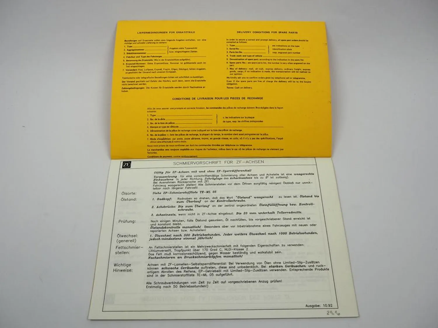 Original ZF AP-B 355 Planetenachse Ersatzteilliste Sennebogen Parts List 03/1990