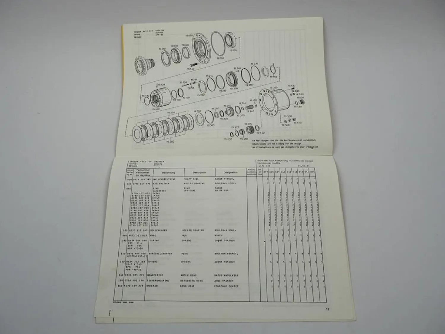 Original ZF AP-B 755 Planetenachse Ersatzteilliste Liebherr Parts List 09/1993