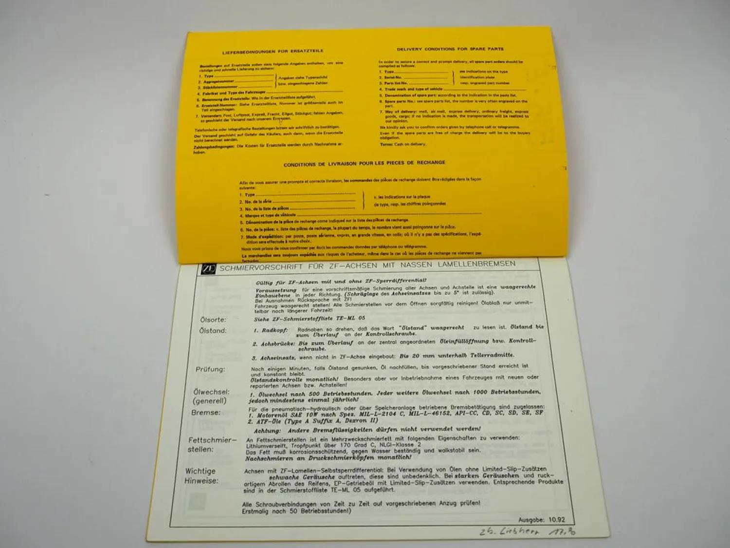 Original ZF AP-B 775 Planetenachse Ersatzteilliste Liebherr Parts List 07/1990