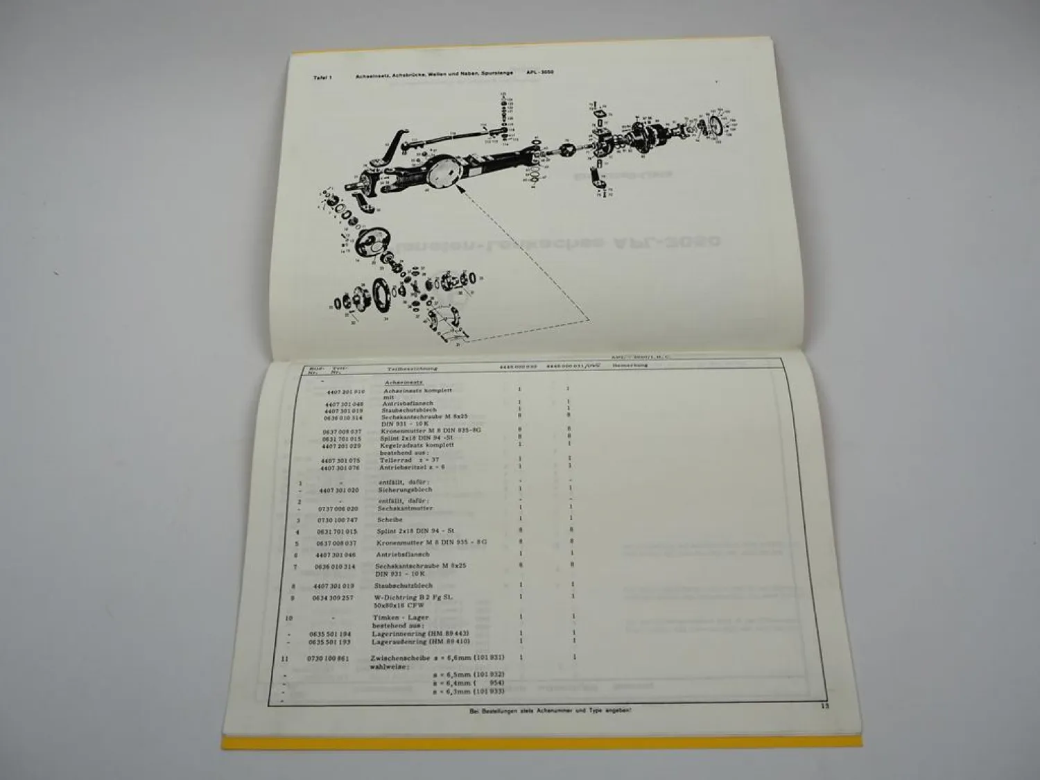 Original ZF APL-3050 Planetenlenkachse Ersatzteilliste IHC Parts List 10/1992