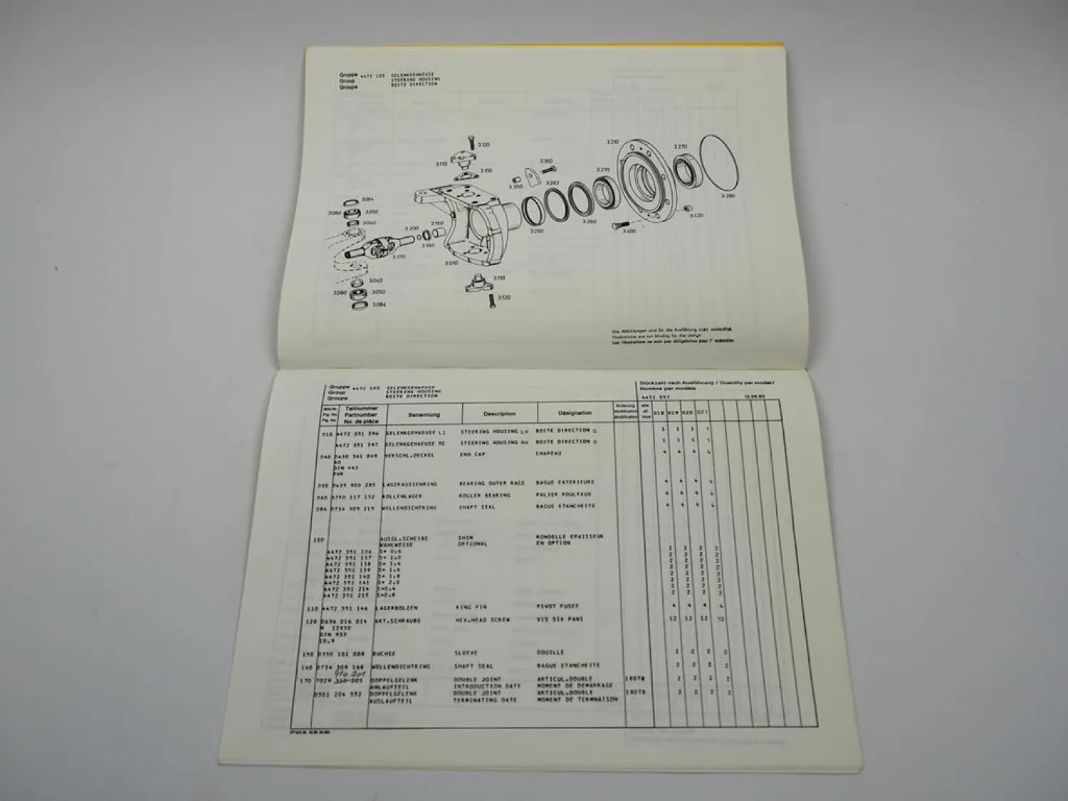 Original ZF APL-330 Planetenlenkachse Ersatzteilliste IHC Parts List 06/1985