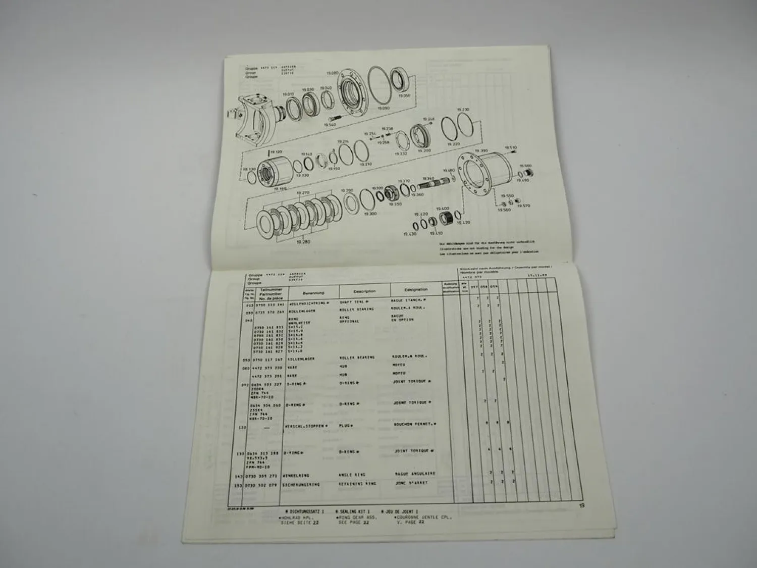 Original ZF APL-B 355 Planetenlenkachse Ersatzteilliste Eder Parts List 11/1988