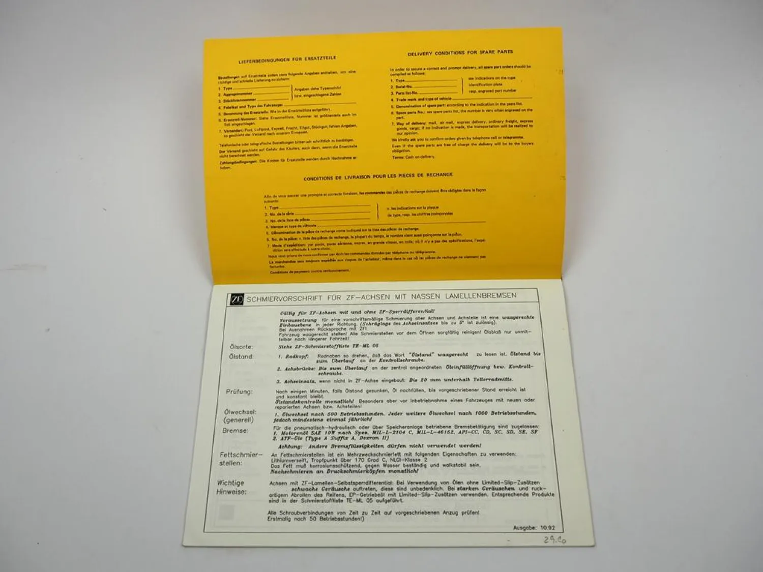 Original ZF APL-B 755 Planetenlenkachse Ersatzteilliste Liebherr Parts List 11/92