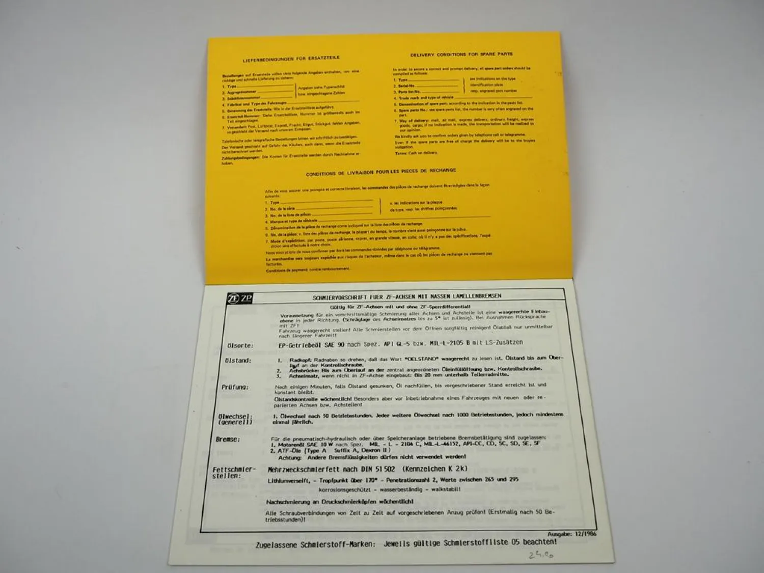 Original ZF APL-B 775 Planetenlenkachse Ersatzteilliste Eder Parts List 01/1988