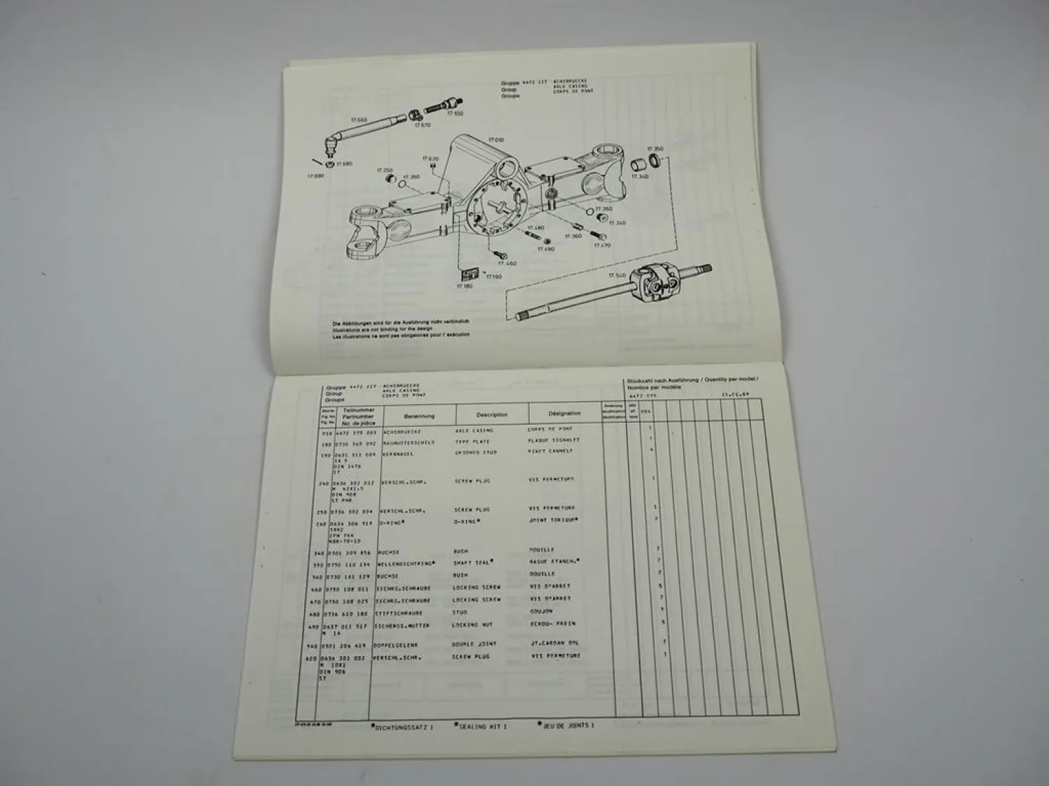 Original ZF APL-B 775 Planetenlenkachse Ersatzteilliste Eder Parts List 01/1988