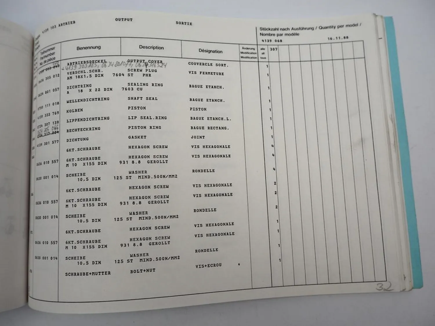 Original ZF Ecomat 5 HP 600 Getriebe Ersatzteilliste Krupp Parts List 11/1988
