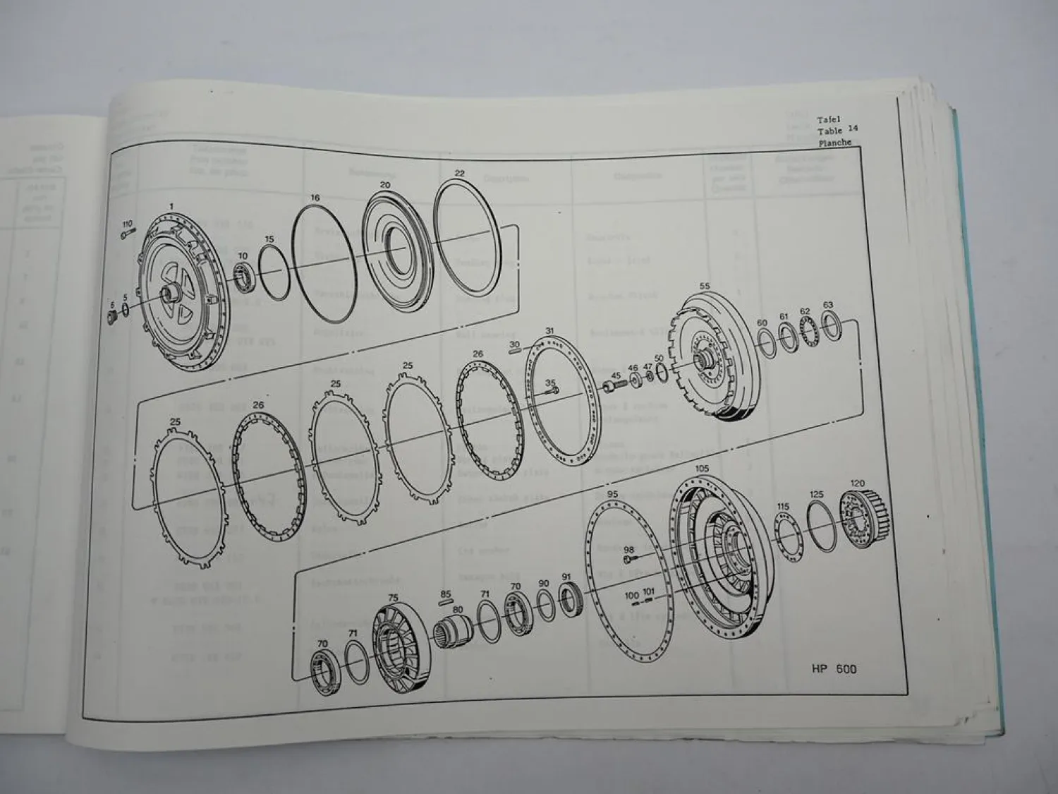 Original ZF Ecomat 6 HP-600 Getriebe Ersatzteilliste Liebherr Parts List 09/1985