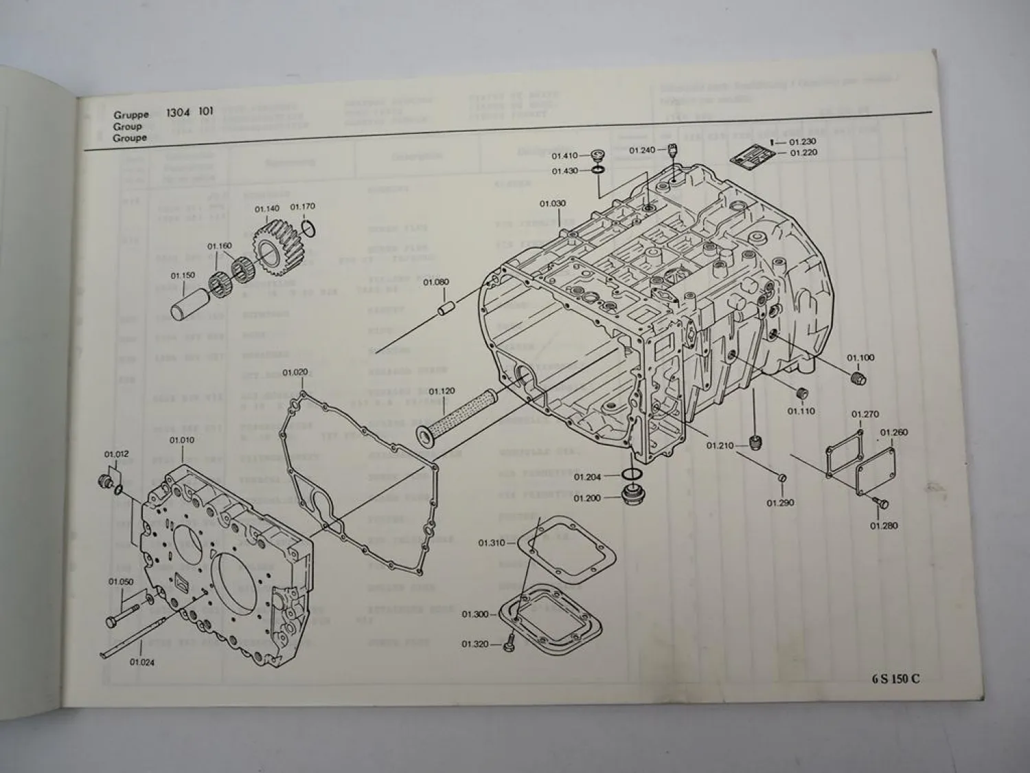 Original ZF Ecomid 6 S 150 C Getriebe Ersatzteilliste MAN Parts List 02/1988