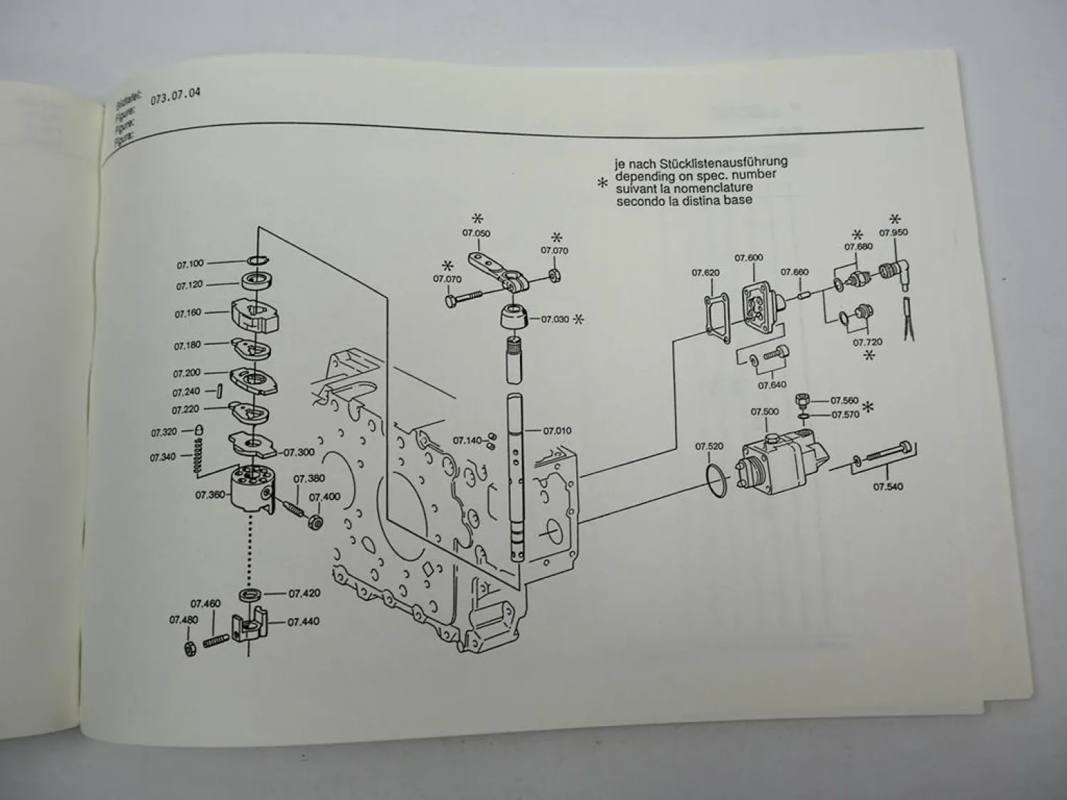 Original ZF Ecosplit 16 S 220 Getriebe Ersatzteilliste IVECO 190.45 LKW 02/1992