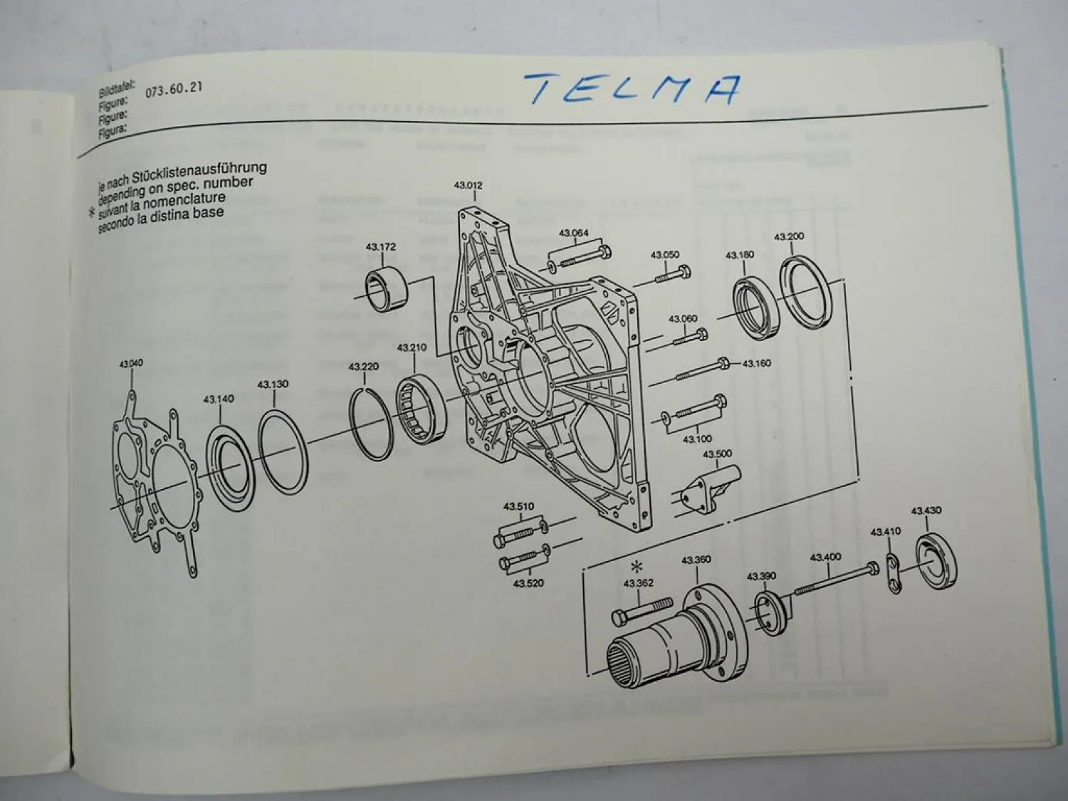 Original ZF Ecosplit 16 S 220 Getriebe Ersatzteilliste IVECO 190.45 LKW 02/1992