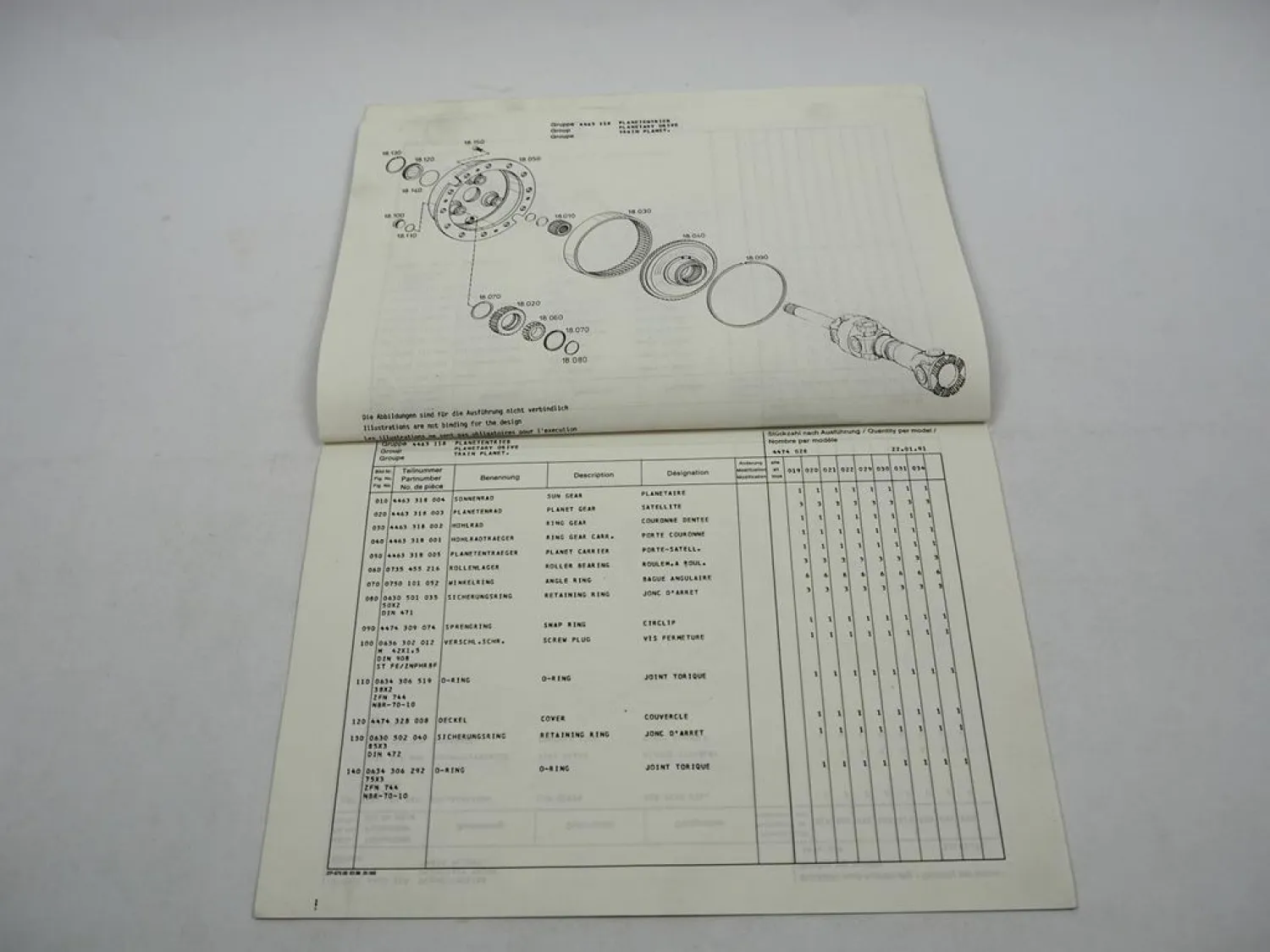 Original ZF RP-7000 Radkopf Ersatzteilliste Krupp Spare Parts List 01/1991