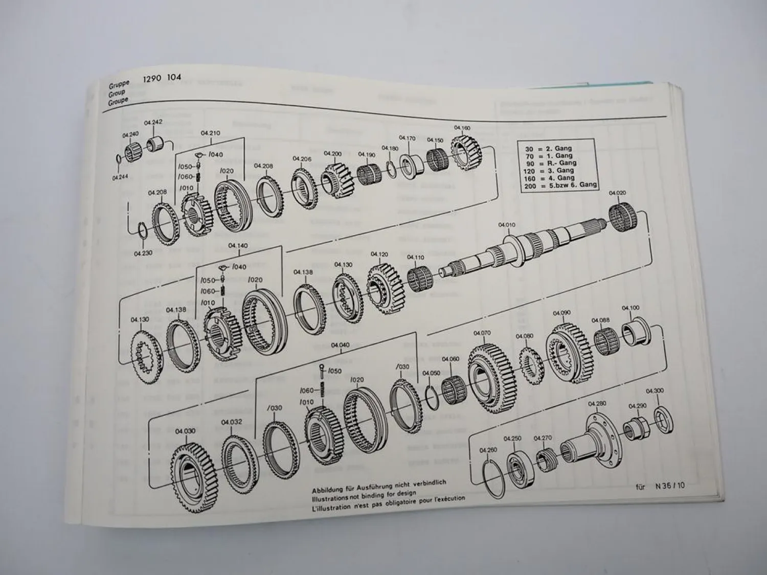 Original ZF S 6-36 Synchroma Getriebe Ersatzteilliste IVECO Parts List 07/1988