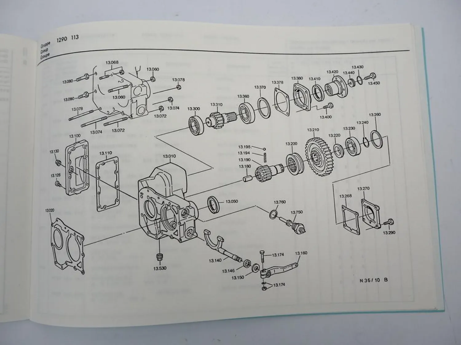 Original ZF S 6-36 Synchroma Getriebe Ersatzteilliste MAN Parts List 02/1989