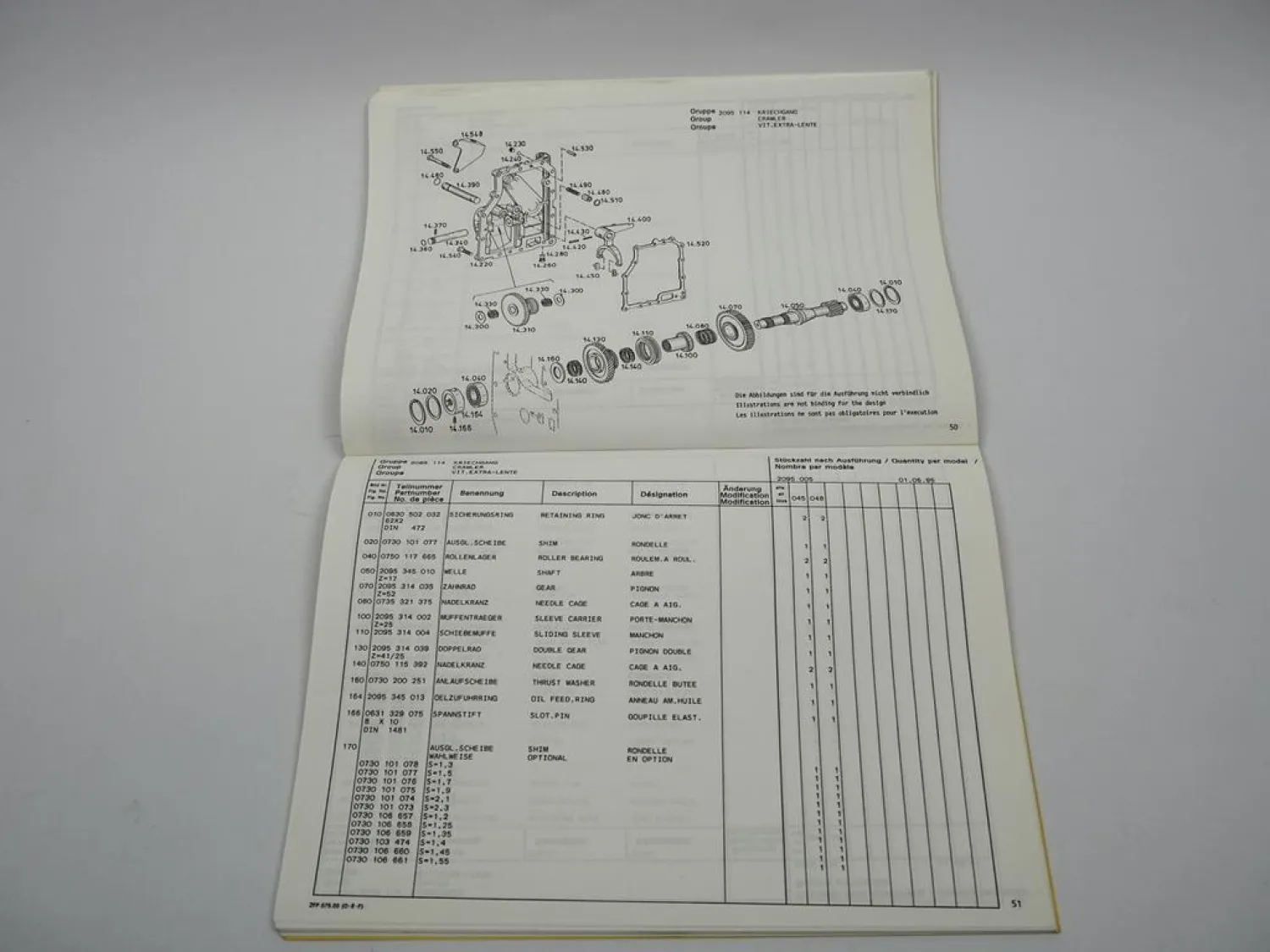 Original ZF T-7115 L Schleppertriebwerk Ersatzteilliste Deutz Fahr Parts List 95