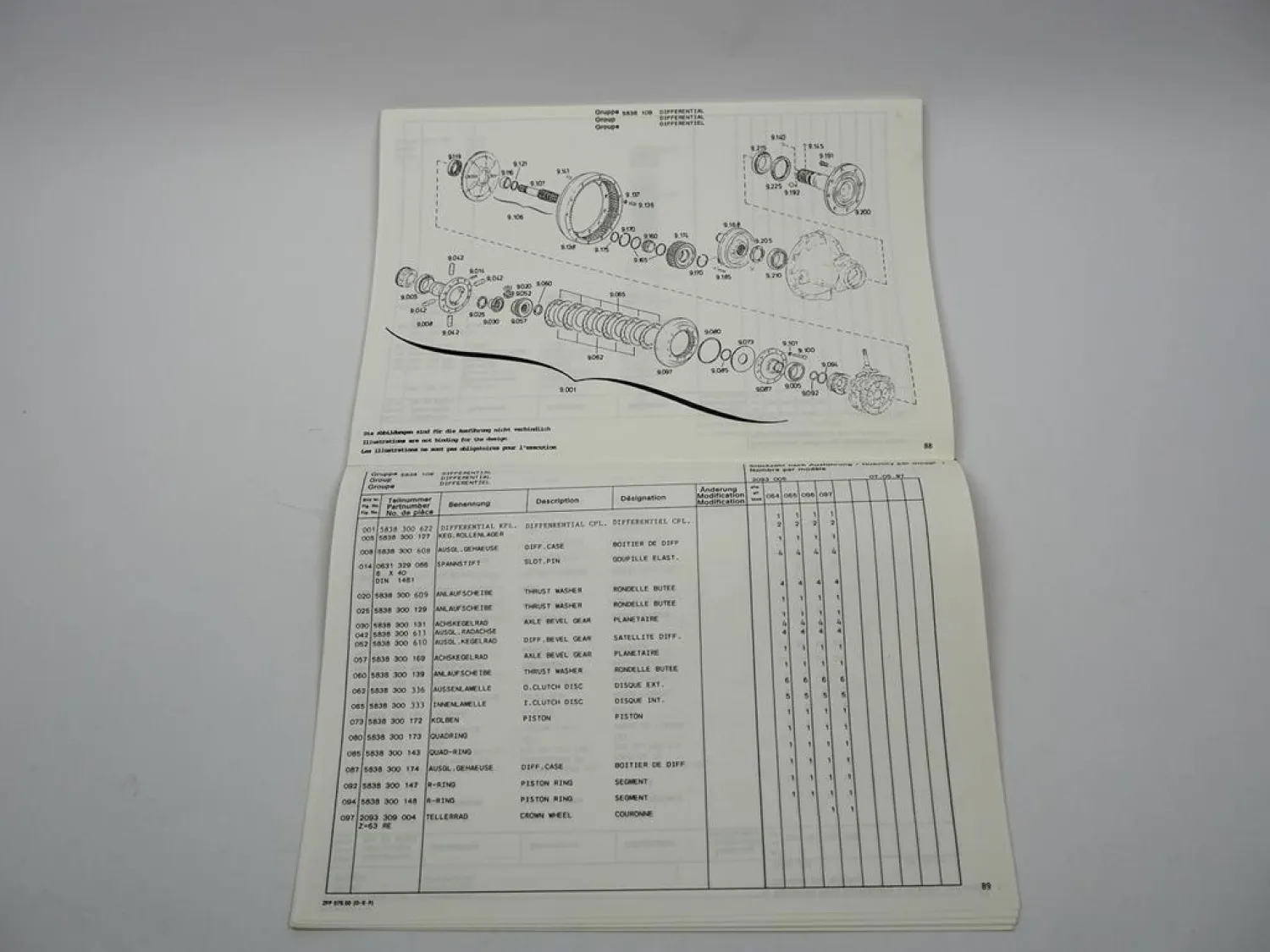Original ZF T-7228 L Schleppertriebwerk Ersatzteilliste Parts List 1997