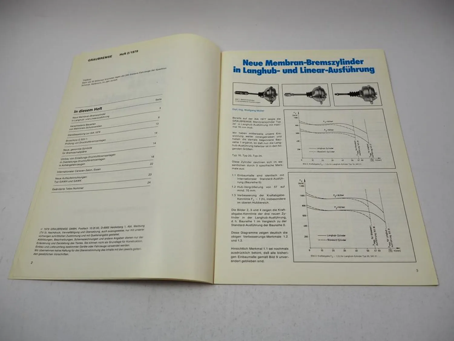 Originale Werkszeitschrift Graubremse Membran-Bremszylinder Ausgabe 2 von 1979