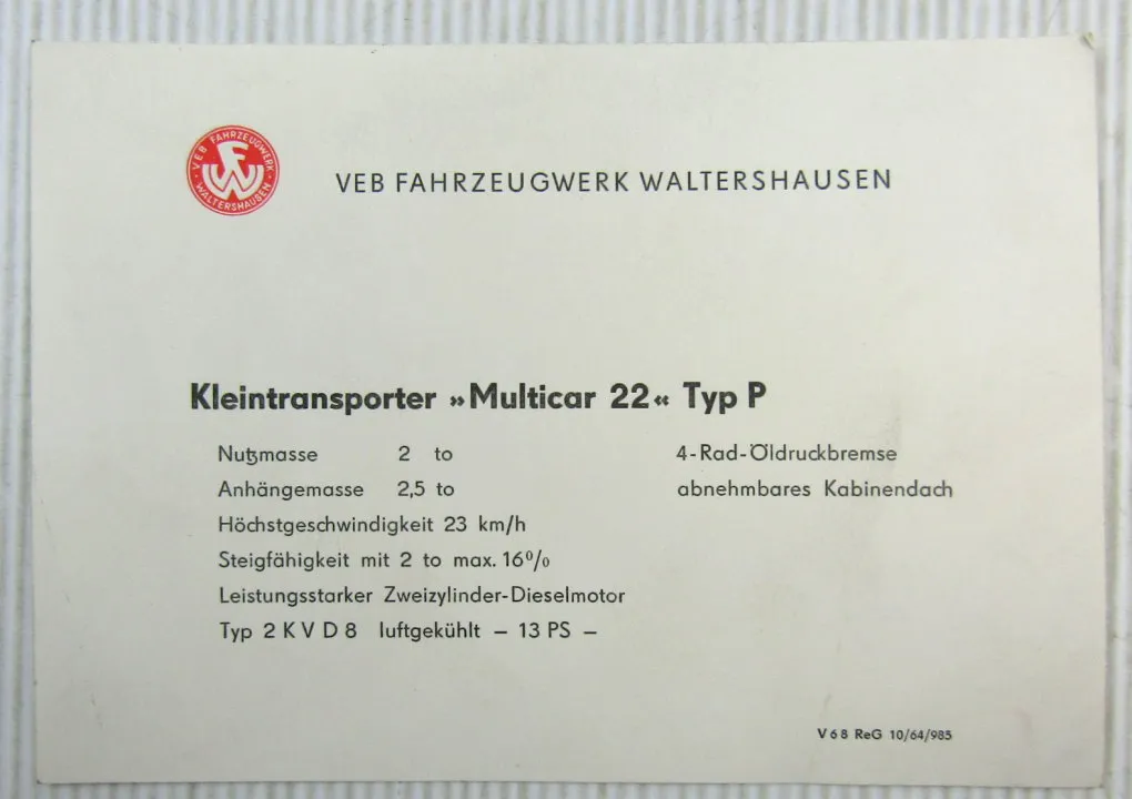 originales Pressefoto Kleintransporter Multicar 22 Typ P DDR 1964