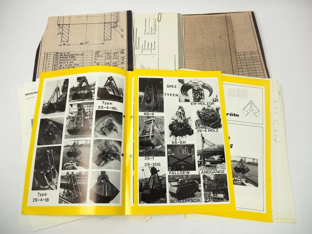 Orts Greifer für Bagger Fotos Technische Zeichnungen Aufhängung Windenplattform