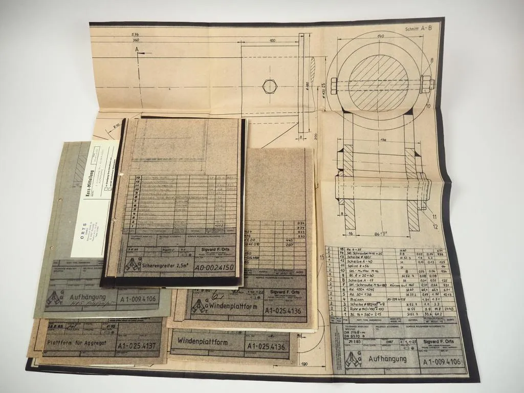 Orts Greifer für Bagger Fotos Technische Zeichnungen Aufhängung Windenplattform
