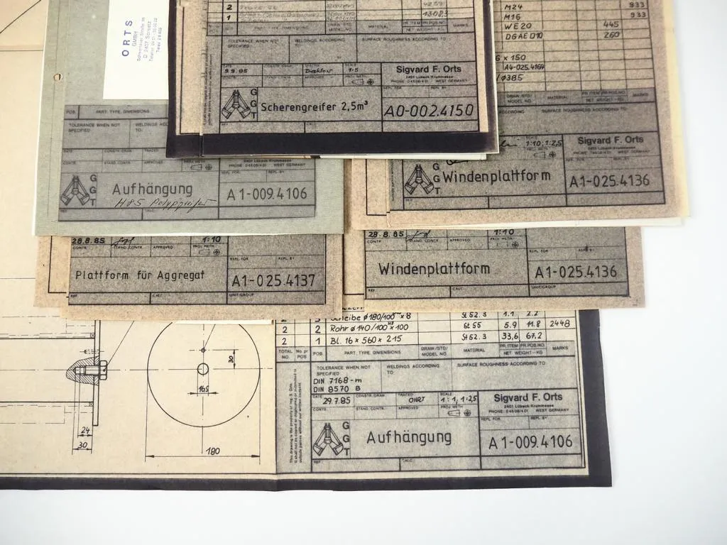 Orts Greifer für Bagger Fotos Technische Zeichnungen Aufhängung Windenplattform