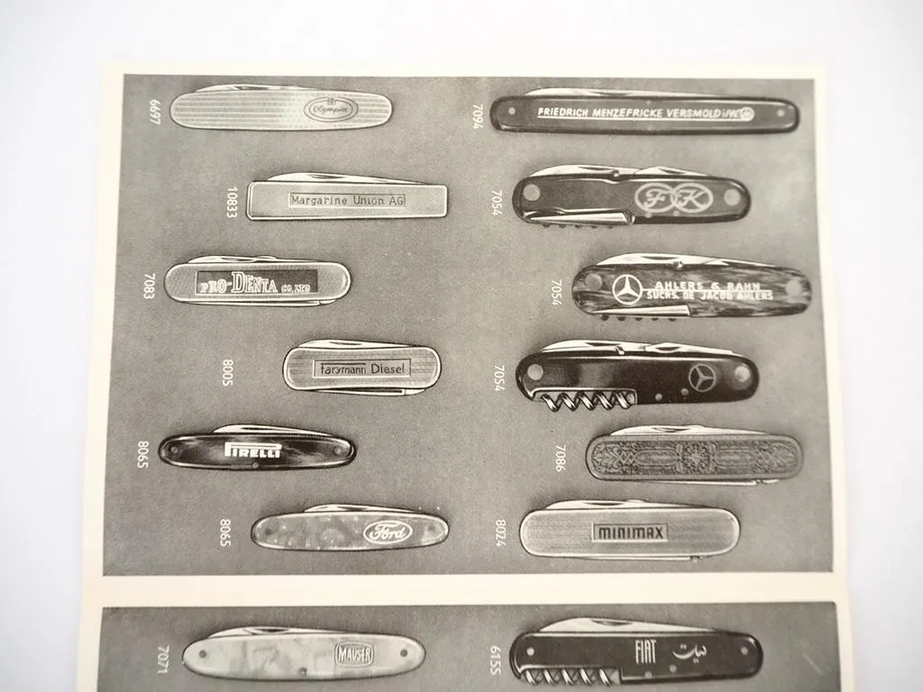 Oskar Kemper Solingen Stahlwaren Taschenmesser mit Auto Werbung Prospekt 1960er