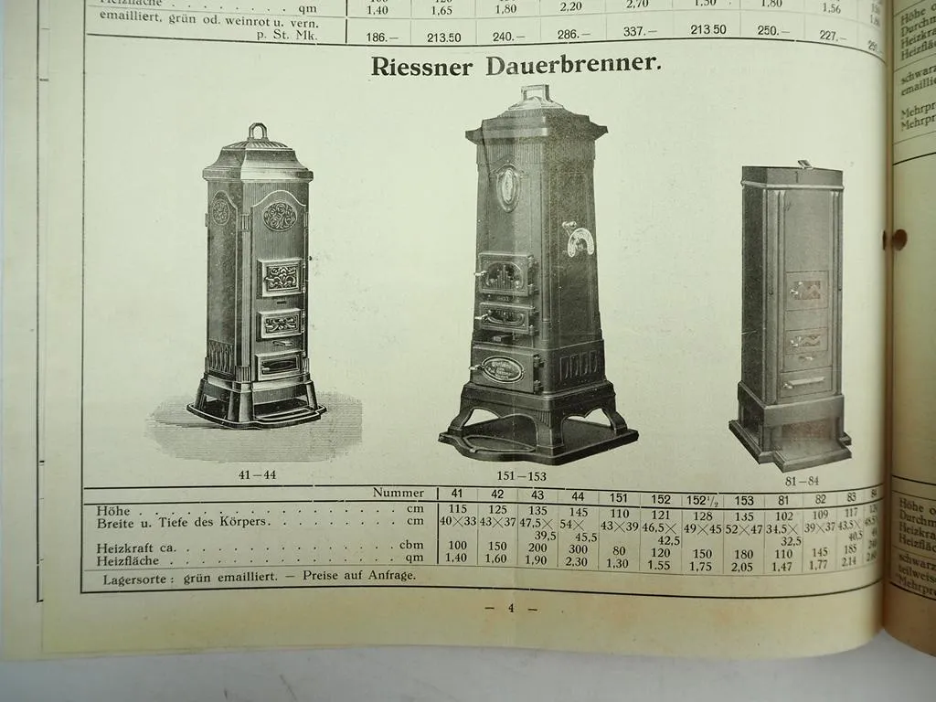 P. Schmahl GmbH Mainz Rhenus Ofen Riessner Dauerbrenner Prospekt ca. 1929