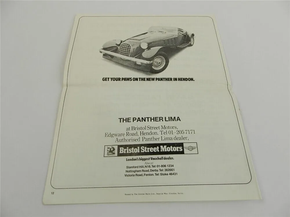 Panther News 1976 Cars De Ville Lima roadster Motor Show Special Magazine UK