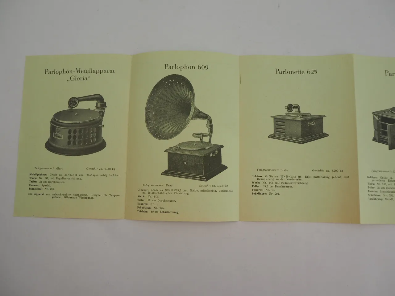 Parlophon Sprechapparate 1928 Prospekt Grammophon Parlonette Zubehör