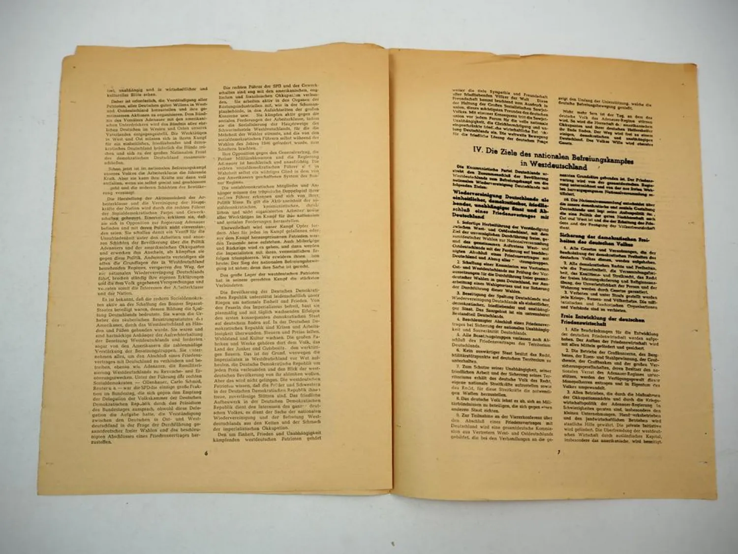 Partei Programm zur Wiedervereinigung Deutschlands KPD Kommunisten 1952