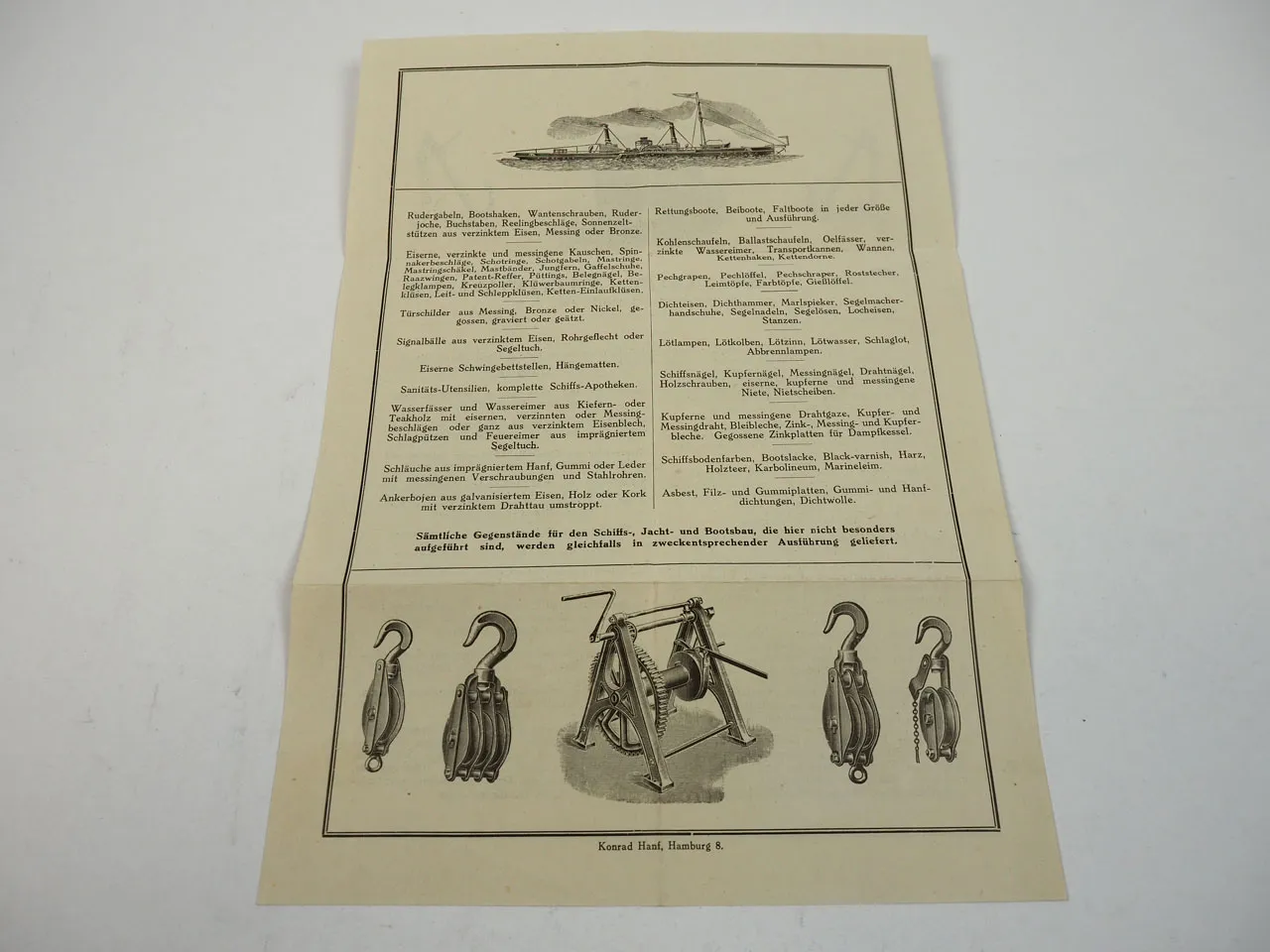 Paul Merten Hamburg Zubehör für Bootsbau Schiff Jacht Prospekt ca1920/30er Jahre