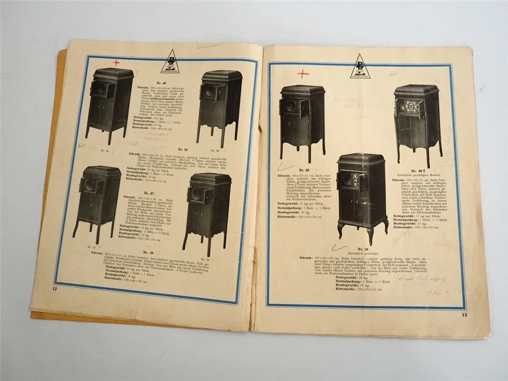Paul Zeising Holzwerke Bienenmühle Sachsen Grammophon Gehäuse 3x Katalog 1930