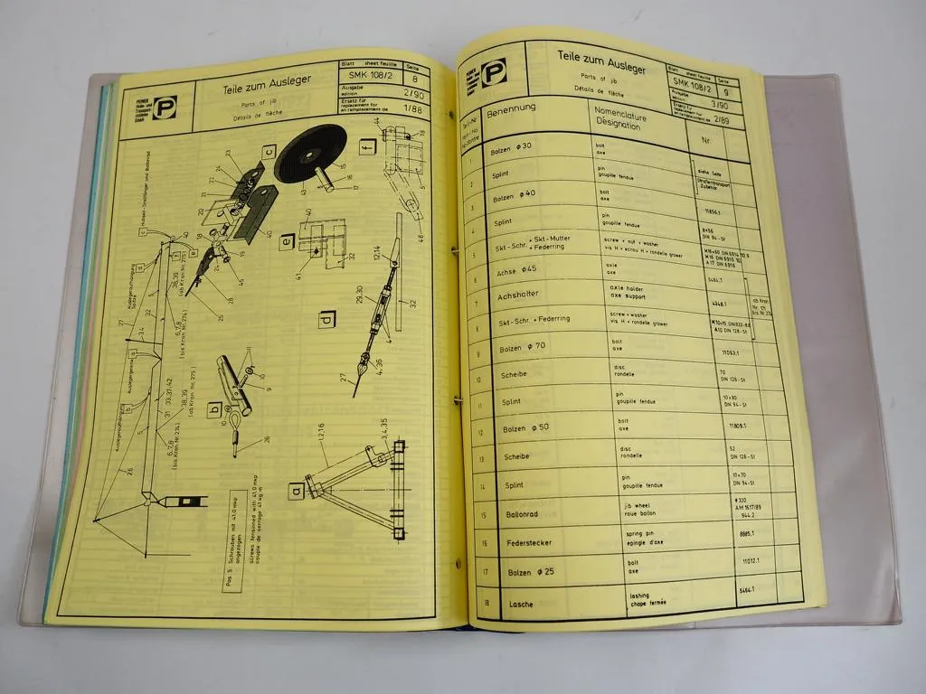 Peiner SMK 108/2 Turmdrehkran Users Manual Ersatzteilkatalog Spare Parts 1991