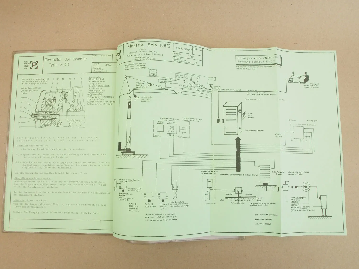 Peiner SMK 108 Turmdrehkran Betriebsanleitung Typenblatt 1988
