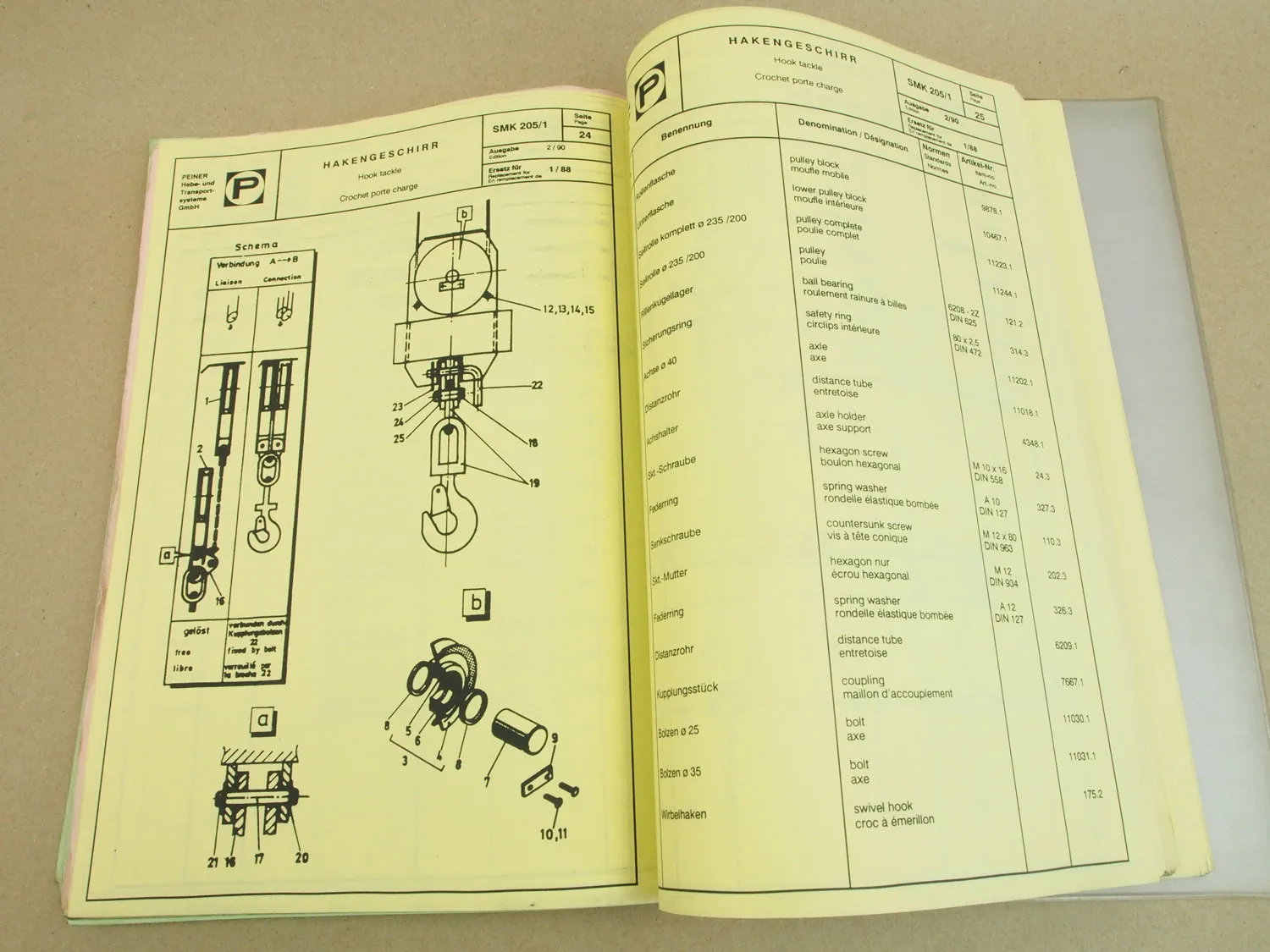 Peiner SMK 205/1 Turmdrehkran Betriebsanweisung Ersatzteilliste Schaltplan 1991