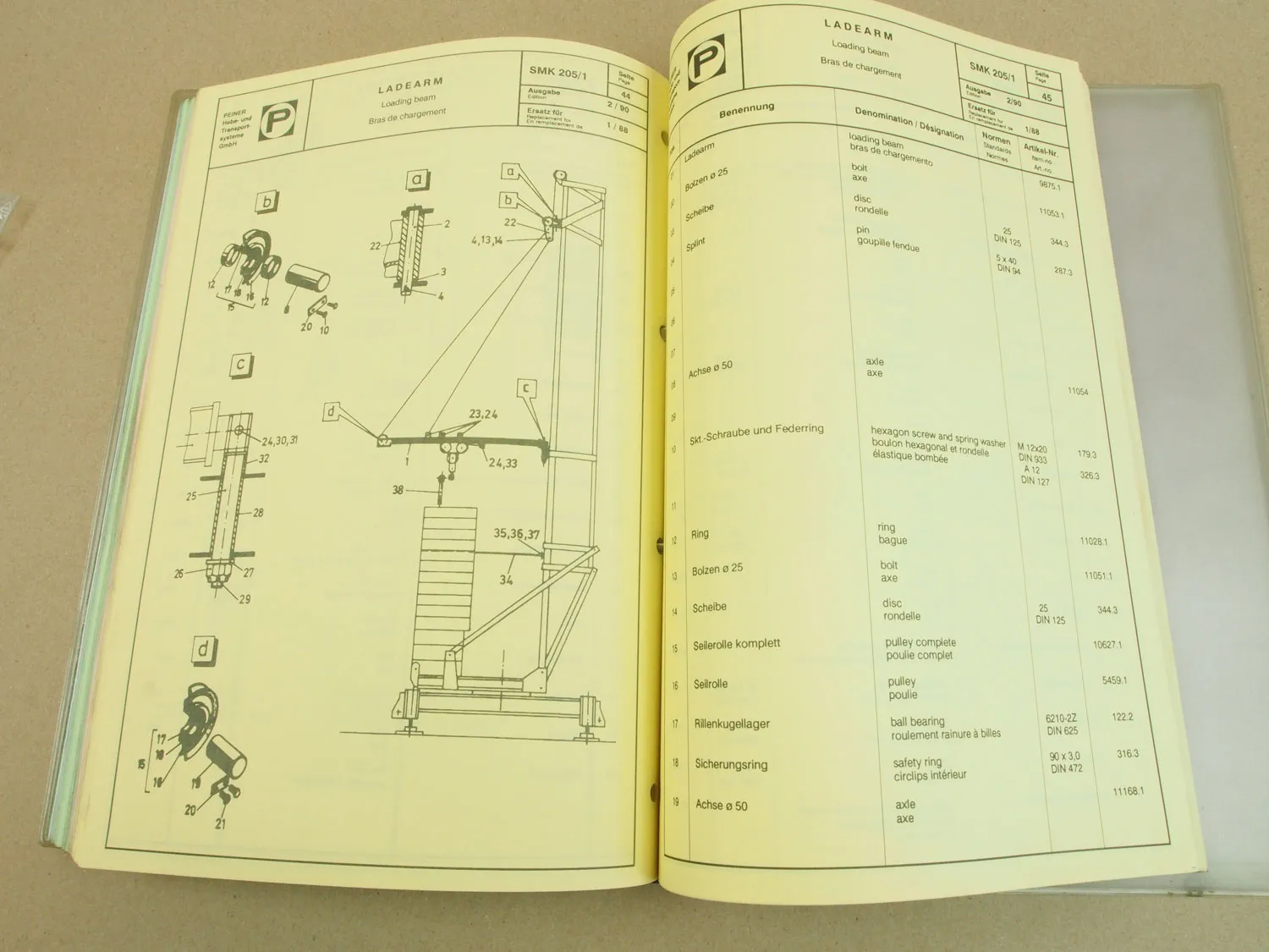 Peiner SMK 205/1 Turmdrehkran Betriebsanweisung Ersatzteilliste Schaltplan 1992
