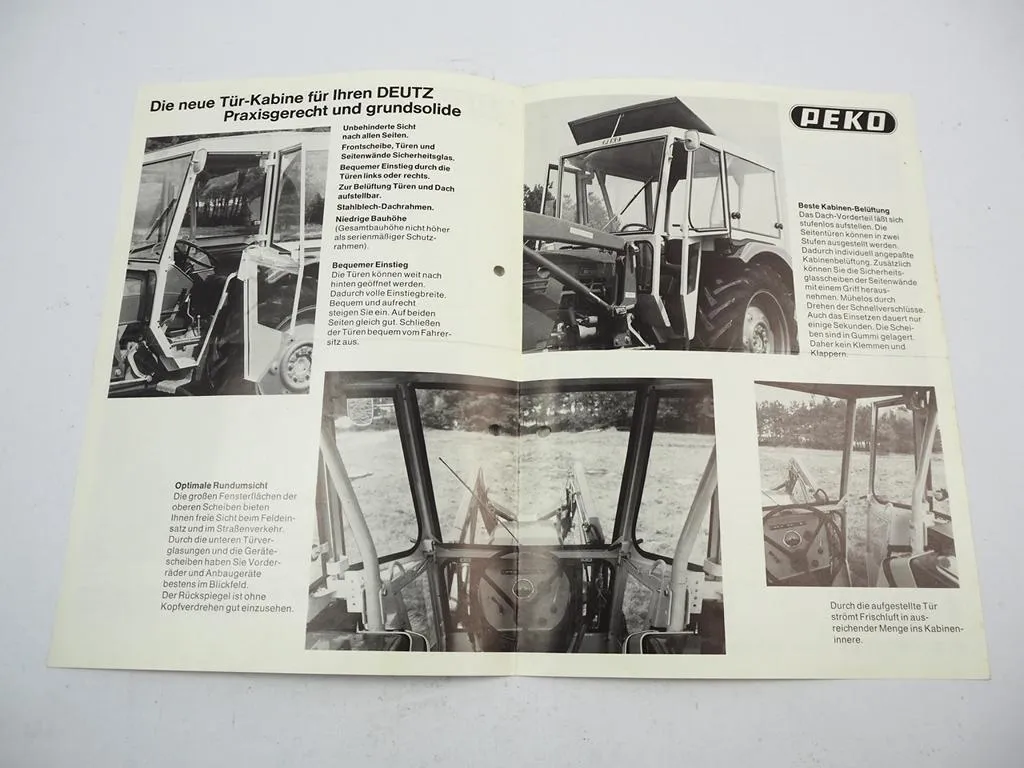 Peko Fahrerhaus Kabine für Deutz D2506 bis D7206 Traktor Prospekt 1975