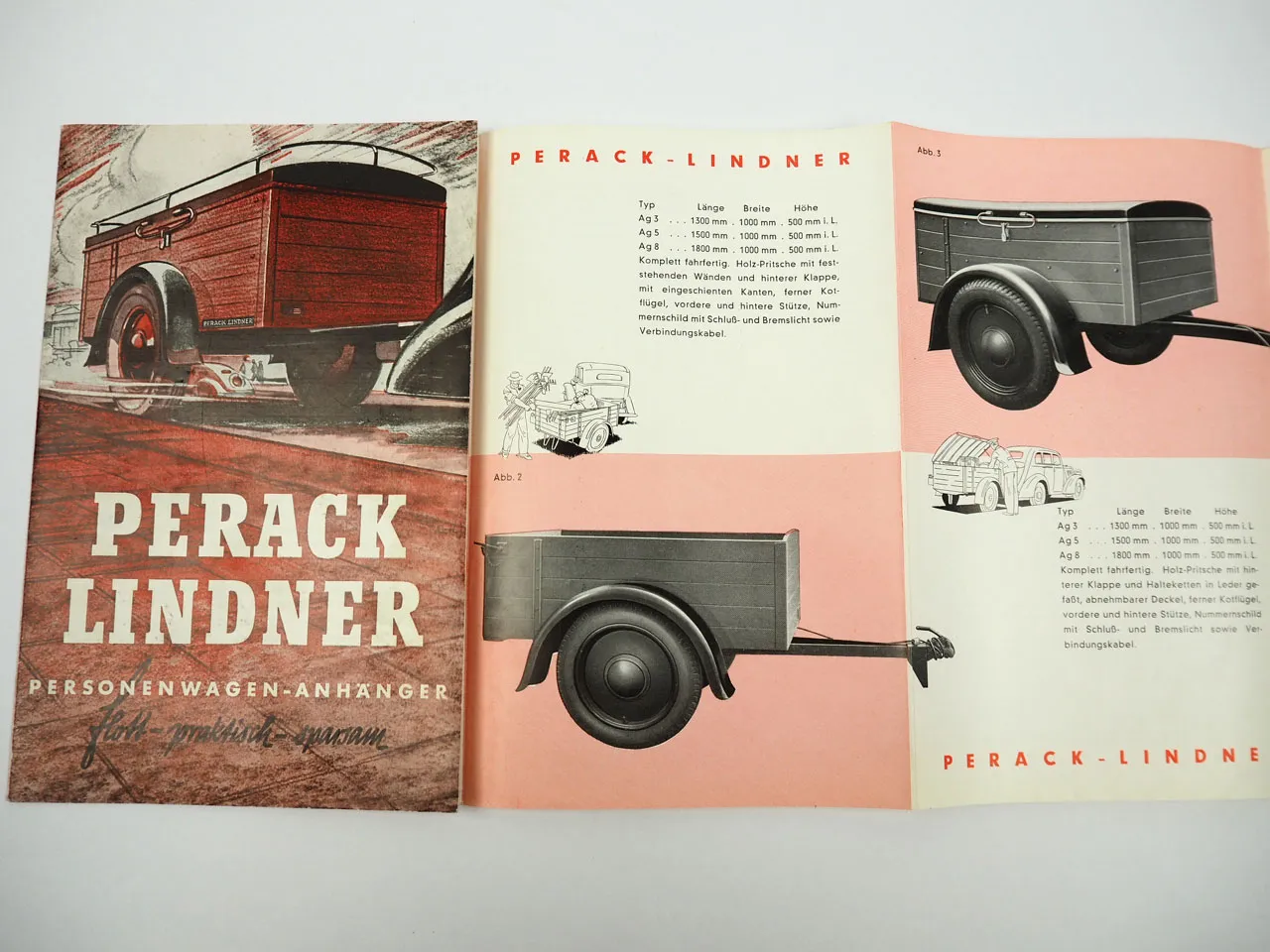 Perack Lindner PKW Anhänger AG 3 5 8 Prospekt 1938 Halle Saale Ammendorf