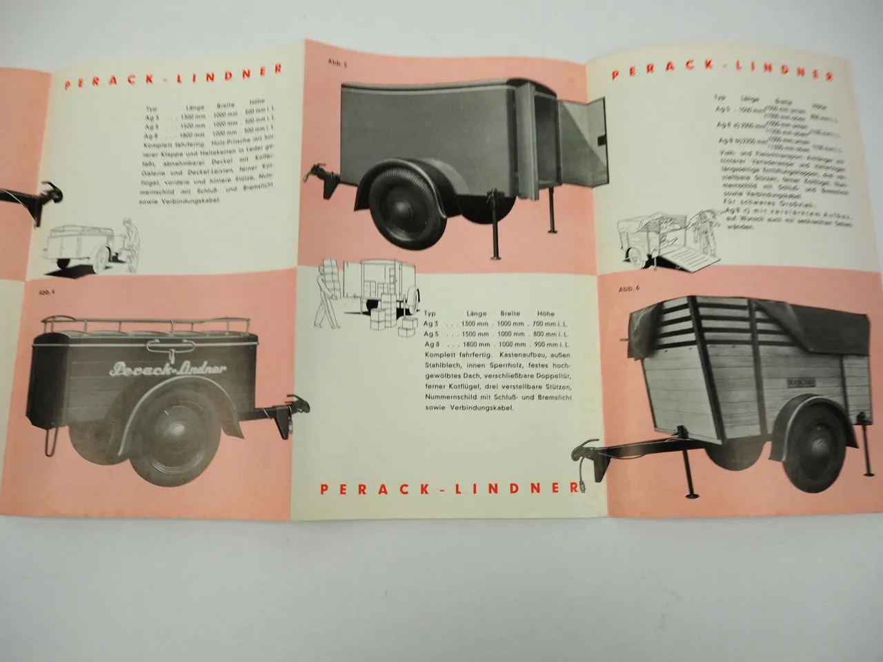 Perack Lindner PKW Anhänger AG 3 5 8 Prospekt 1938 Halle Saale Ammendorf