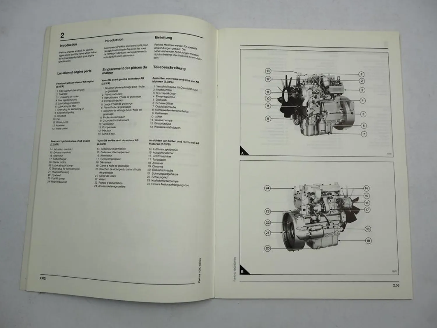 Perkins 1000er Serie 4 und 6 Zylinder Dieselmotor Betriebsanleitung 1996