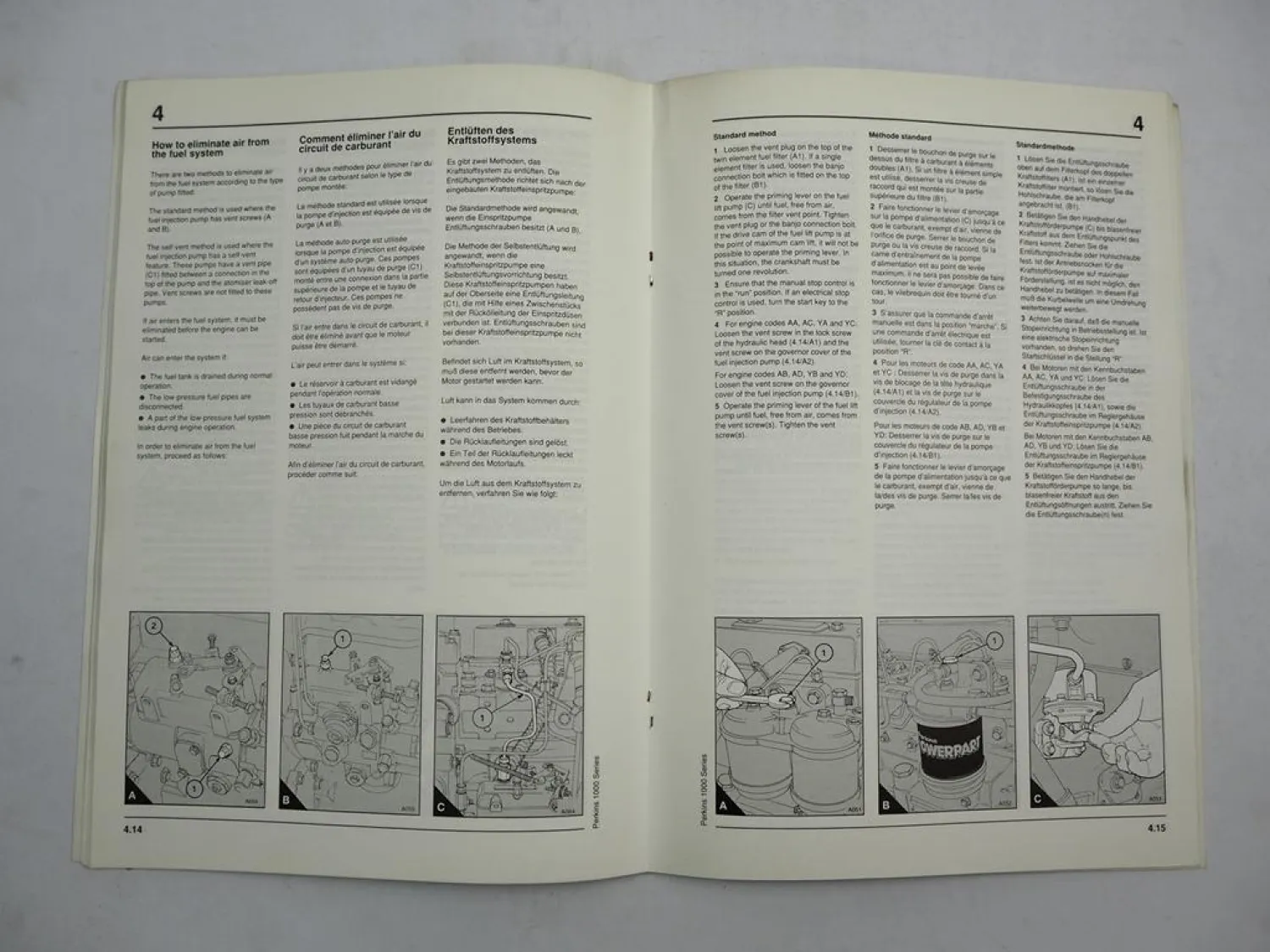Perkins 1000er Serie 4 und 6 Zylinder Dieselmotor Betriebsanleitung 1996