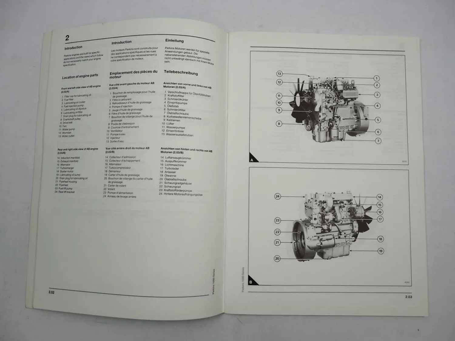 Perkins 1000er Serie 4 und 6 Zylinder Dieselmotor Betriebsanleitung 1998