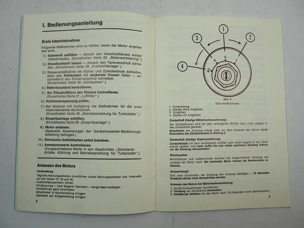 Perkins 3- 4- 6- Zylinder Dieselmotor Betriebsanleitung Wartung Bedienung